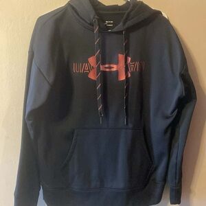Under Armour Men's Navy Hoodie with Orange Logo